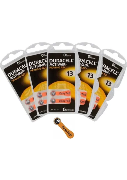 Duracell 13 Numara İşitme Cihazı Pili 10 Paket 60 Adet Kulaklık Pili 13 Numara Pil