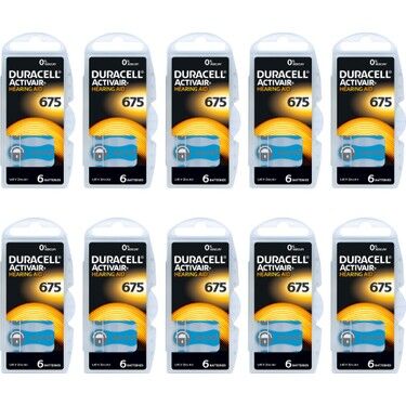 Duracell 675 Numara İşitme Cihazı Pili 10 Paket 60 Adet Kulaklık Pili 675 Numara Pil